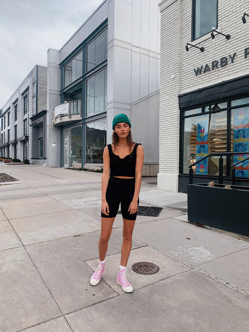 Cali Nights Ribbed Set// Black